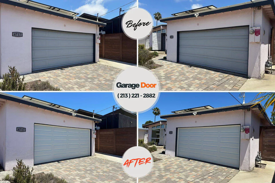 Before and after: garage door repair Byng, OK